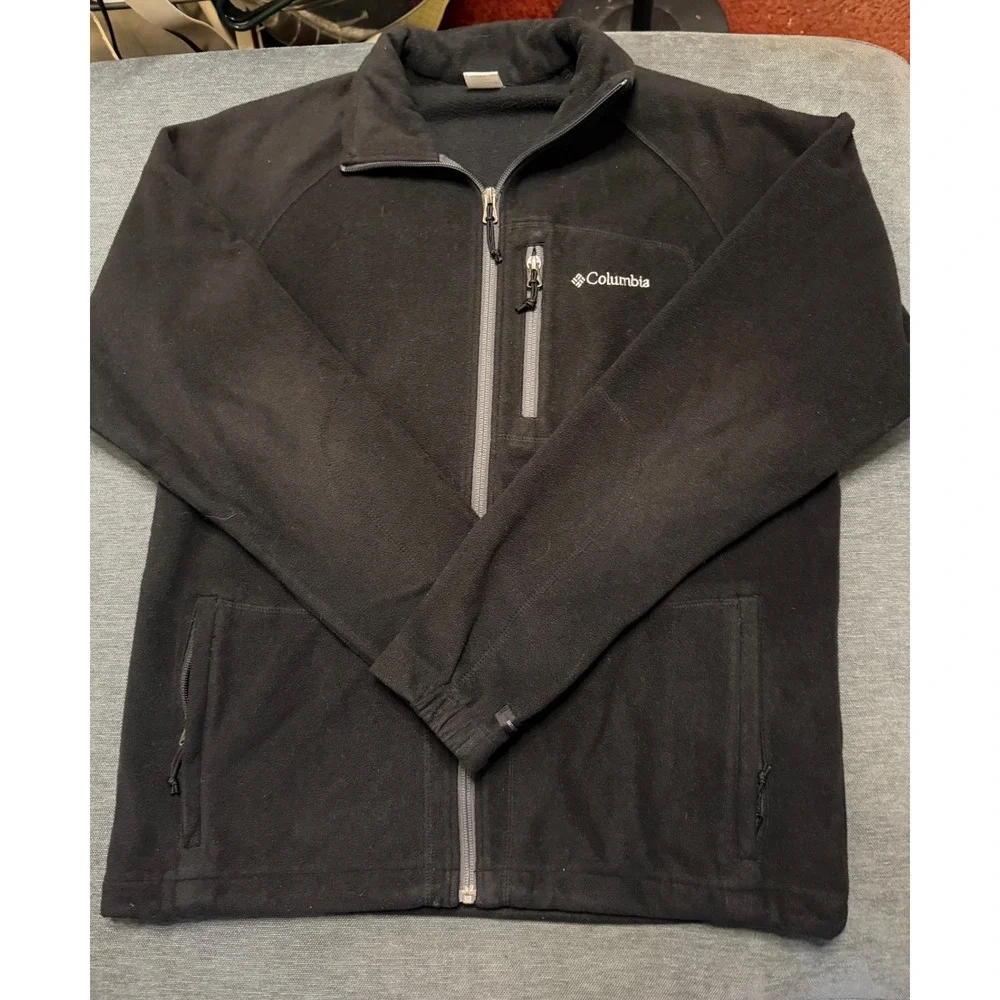 Columbia Mens Interchange‎ Fleece Jacket Black Full Zip Mock Neck Small